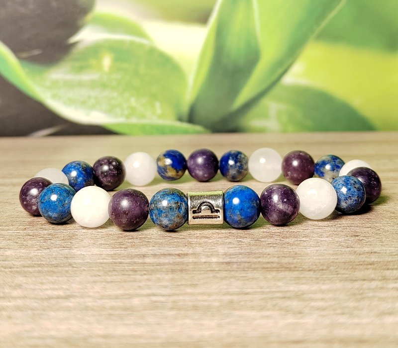 Mérleg lapis lazuli, lepidolit, jáde karkötő 1 Mérleg lapis lazuli, lepidolit, jáde karkötő