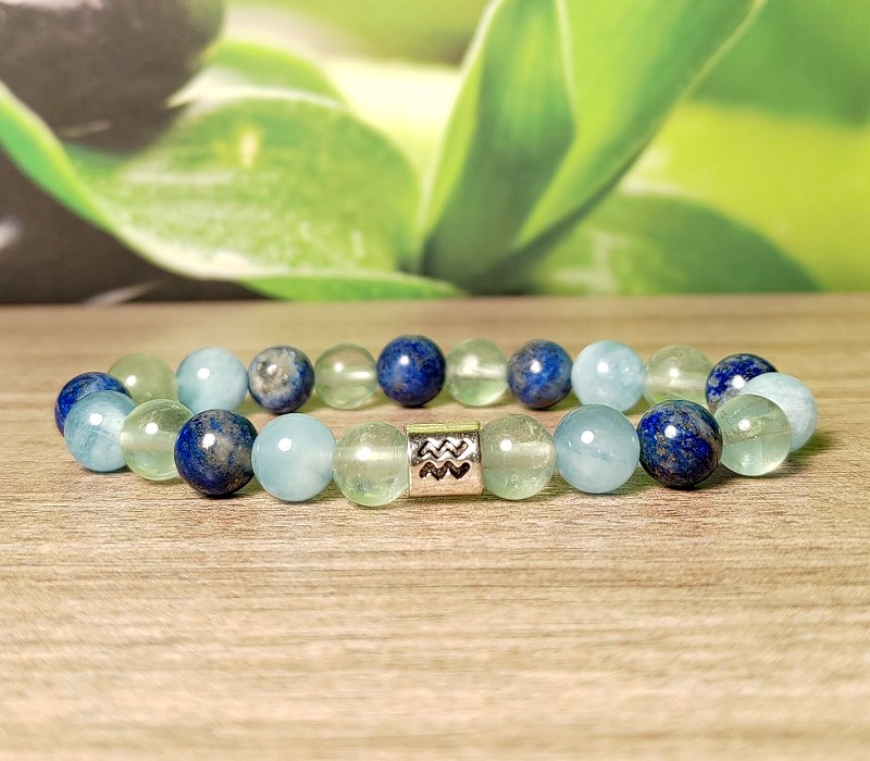 Vízöntő fluorit, akvamarin, lapis lazuli karkötő 1 Vízöntő fluorit, akvamarin, lapis lazuli karkötő